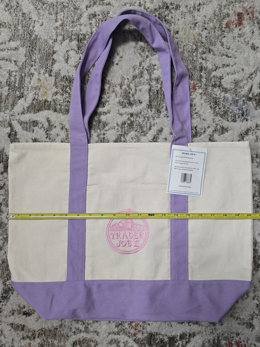 Canvas Tote Bag with Lavender Trim - Trader Joe's - Picture 8 of 10